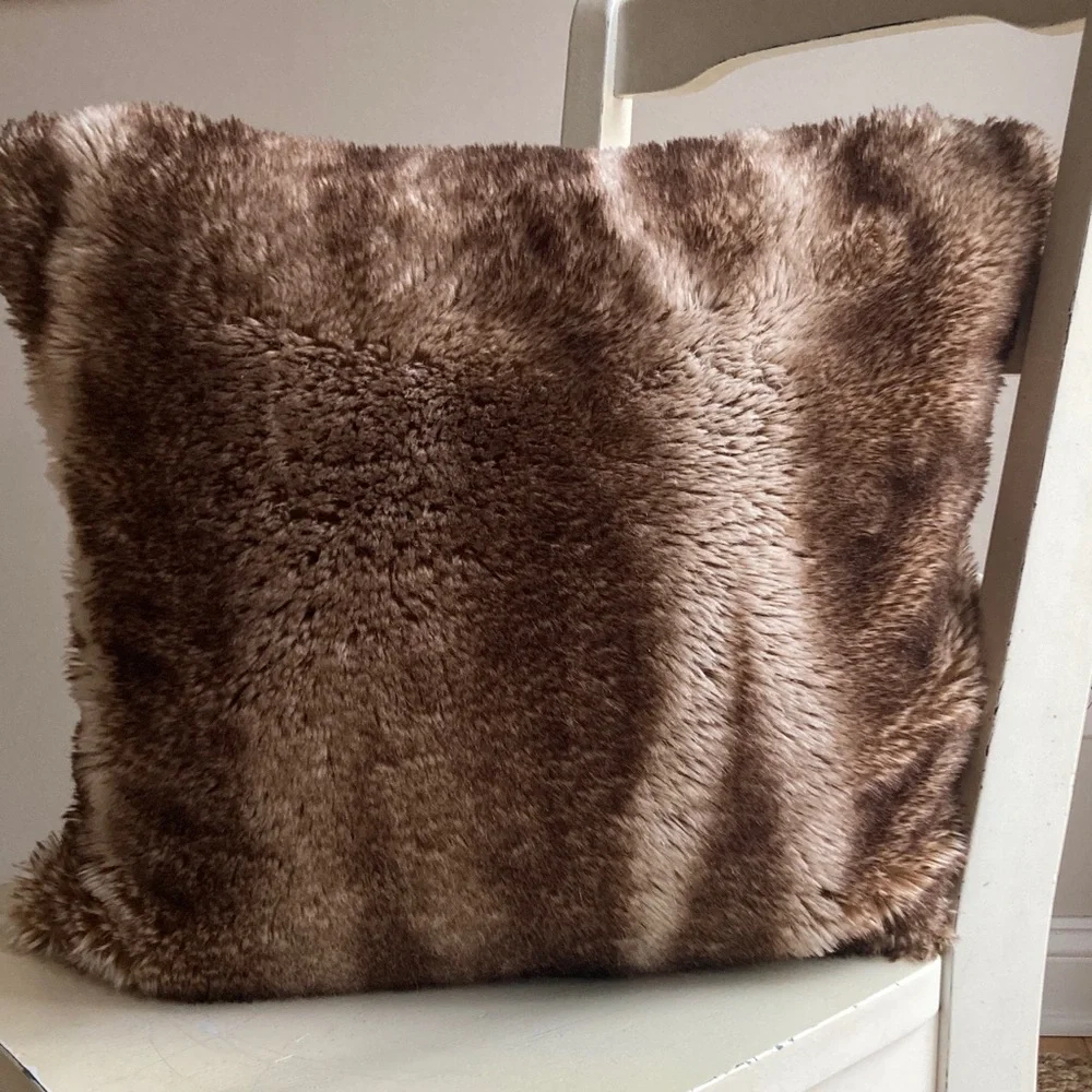 Pottery Barn 18” Square Faux Fur Down Filled Throw Pillow